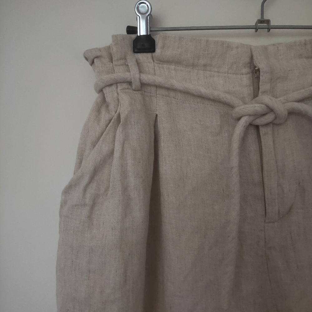 Linen high waisted paper bag pants - Picture 2 of 3